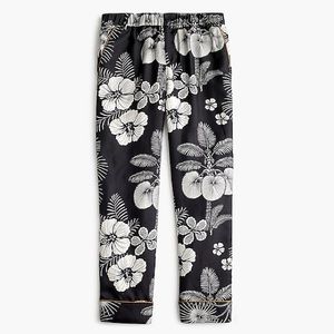 J. Crew Silk Black Floral Print Pants